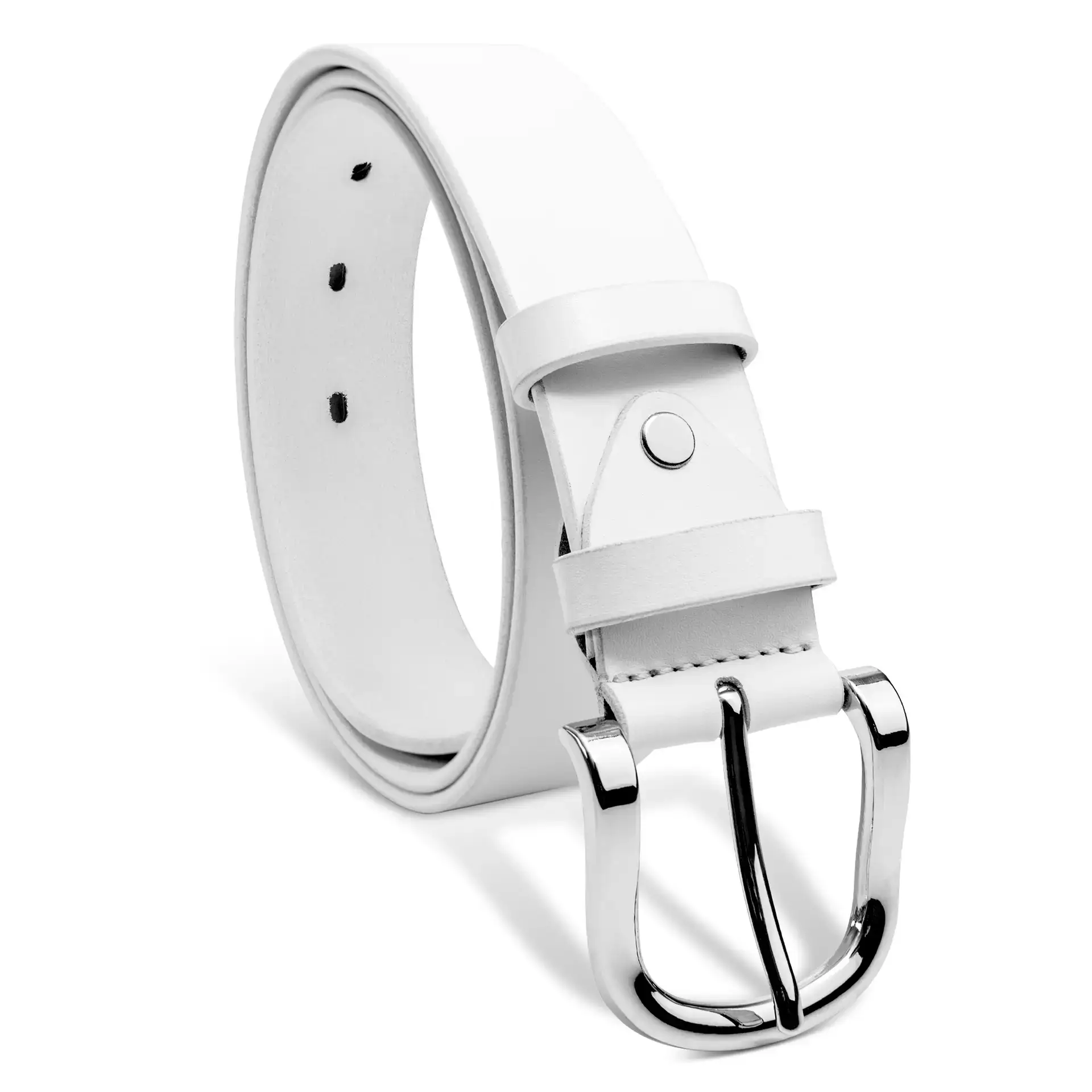White Classic Women’s Leather Belt