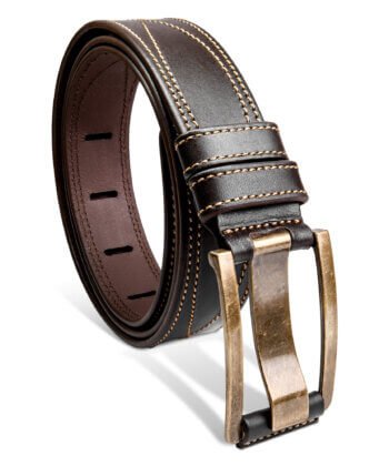 Brown Heritage Buckle Men's Leather Belt