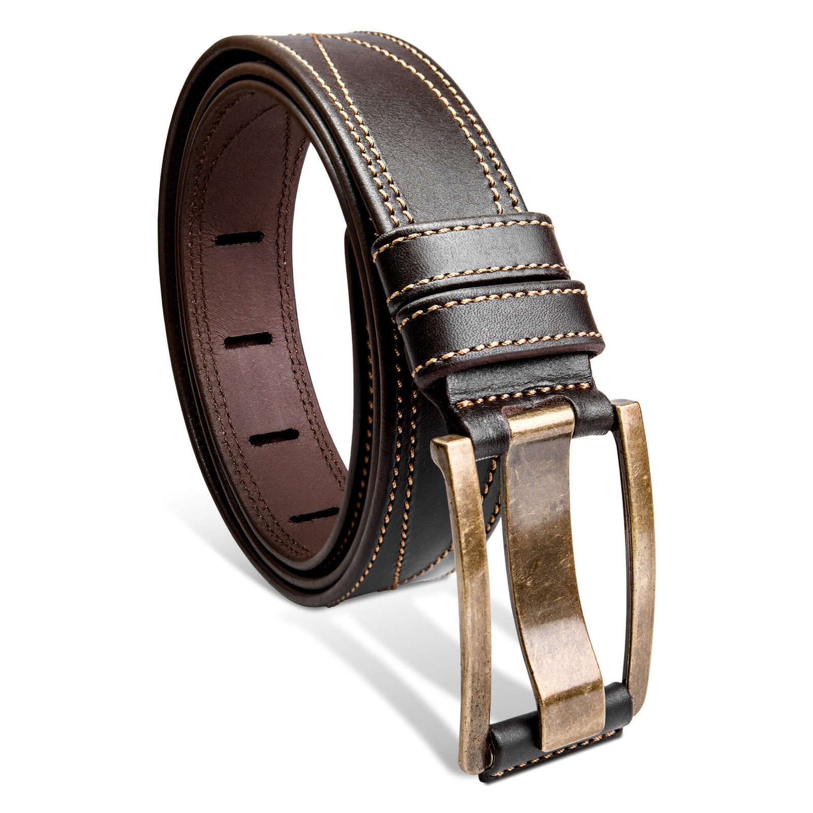 Brown Heritage Buckle Men's Leather Belt