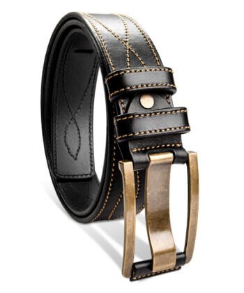 Black Heritage Buckle Men's Leather Belt
