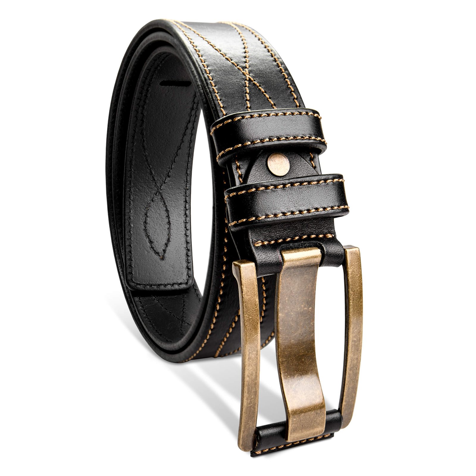 Black Heritage Buckle Men's Leather Belt Premium Leather Belts