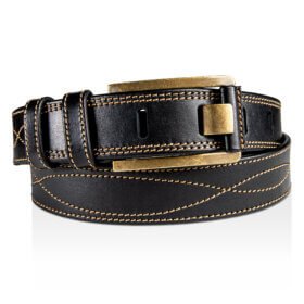 Black Heritage Buckle Men’s Leather Belt