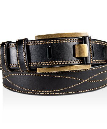 Alternative view of Black Heritage Buckle Men's Leather Belt