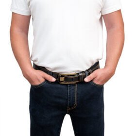 Black Heritage Buckle Men’s Leather Belt