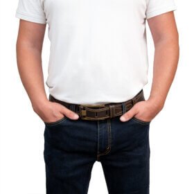 Brown Heritage Buckle Men’s Leather Belt