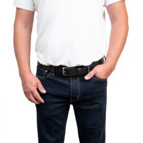 Onyx Curve Black Men’s Leather Belt