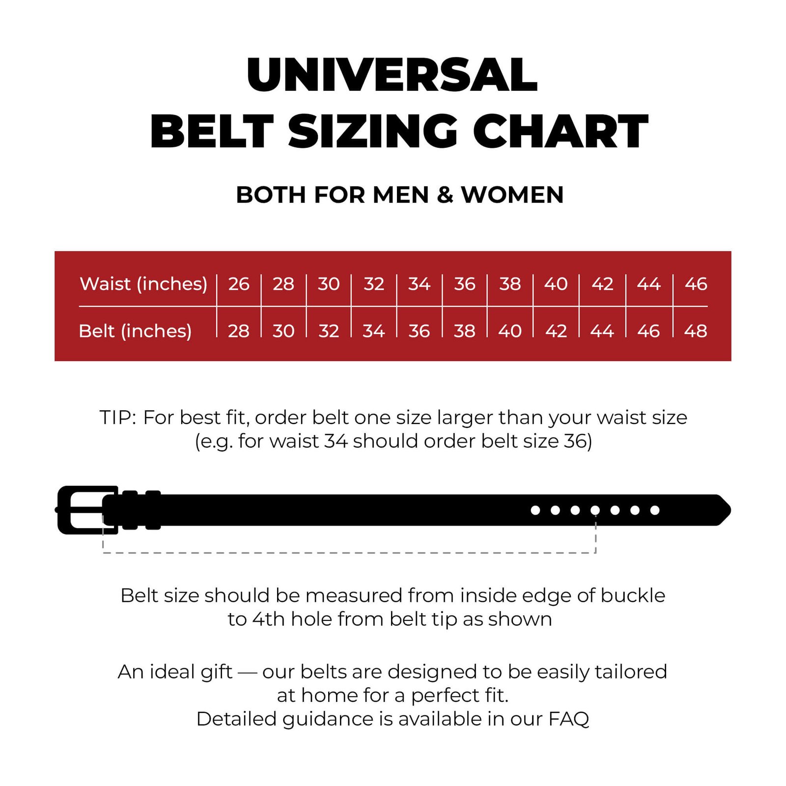 Sizing Chart Size 32 In Belt Waist Size Leather Belt Size Chart